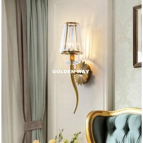 Free Shipping Modern Crystal Wall Lamp Sconce E27 Bed Room Stairs Aisle Wall Light Fixture Crystal Shade Home Decor Luminaires
