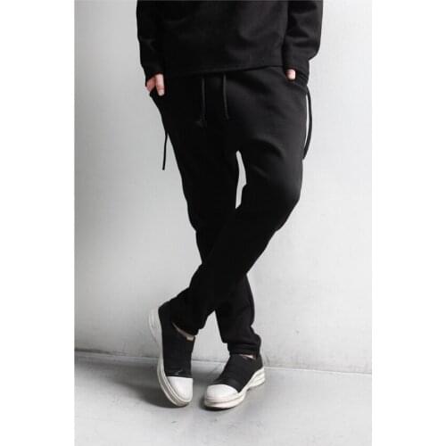 Black pants are slim and versatile, large size, slim, low-grade pants, baggy pants, mens fashion