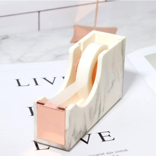 Stationery Tape Dispenser Cutter Marble Texture Home Metal Core Gift Portable Tool Durable Office Desktop School Holder Stand