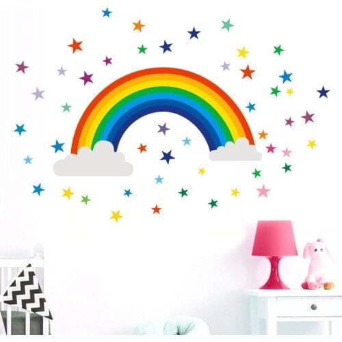Home Decor Rainbow Sign Sticker Decal Bedroom Childrens Room Vinyl Art Mural Living Room Bedside Wall Stickers Wallpapers
