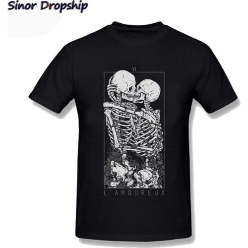 The Lovers Sweet Kiss Skull T Shirts Hug Me Couple Skeleton Skull Easter Day Death Punk Harajuku Mens T Shirts Oversized 3xl