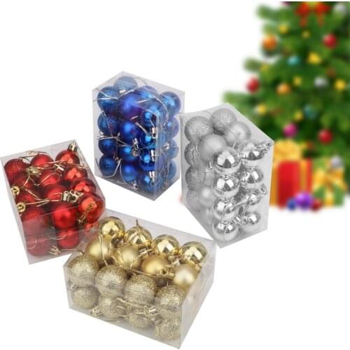 HILIFE DIY Christmas Tree Hanging Ornaments 30mm Shinning Kids Gift Christmas Xmas Tree Ball Decoration Home Party Decor