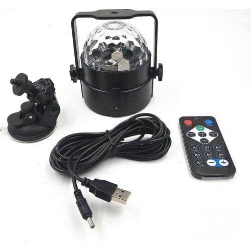 IR Remote 4m USB wire 5V LED Crystal Magic Rotating Ball Stage Light Colorful ktv DJ light disco light Party Effect Light