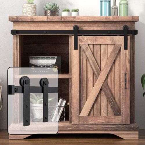 JACHOR 2-6FT Cabinet Hardware Kit J-Shaped Barn Door Super Mini Pulley Set for Single Door