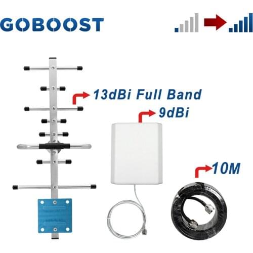 GOBOOST Accessory Kit Yagi Outdoor Antenna Wall-Mounted Indoor Antenna With 10M Cable For Cell Phone CDMA DCS PCS LTE Amplifier