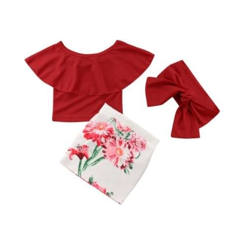 Newborn Kid Baby Girls Set Off Shoulder Tops+Floral Skirt 2Pcs Summer Infant Outfit Clothes