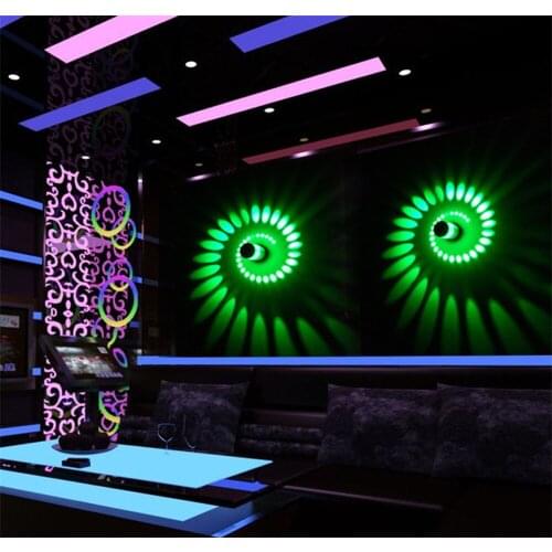 Creative Led Wall Lamp Spiral Effect Modern Light 3w Fixture Wall Ceiling Luminous Lighting Sconce For Indoor Decoration Ktv Bar
