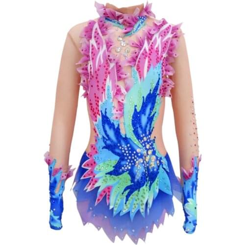 LIUHUO Rhythmic Leotards Girls Ballet Leotard Women Performance Kids Competition Skirts Rhythmic Leotards Child Figure Skating