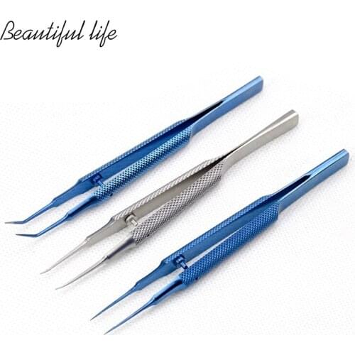 11cm Stainless Steel Round Handle Micro Tweezers Eyelid Tweezers Tooth Platform Ophthalmic Instruments Makeup tools/accessories