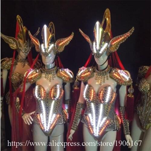 Chinese Style Catwalk Models Dress Led Luminous Ballroom Costume LED DJ Nightclub Event Party Dance Wear Clothes