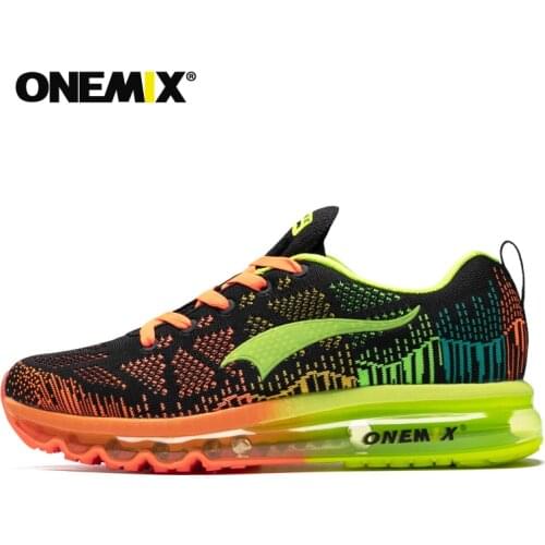 Onemix Men Sports Shose Music Rhythm Air Cushion Running Shoes Breathable Mesh Outdoor Athletic Sport Sneakers Max Size 39-46