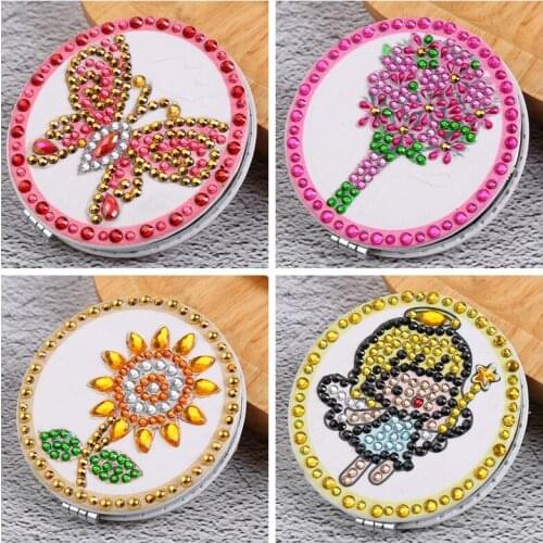 New Mini Makeup Mirror DIY Special Shaped Diamond Painting Ultra-thin Makeup Mirror Double-sided drill Handmade handmade Gifts