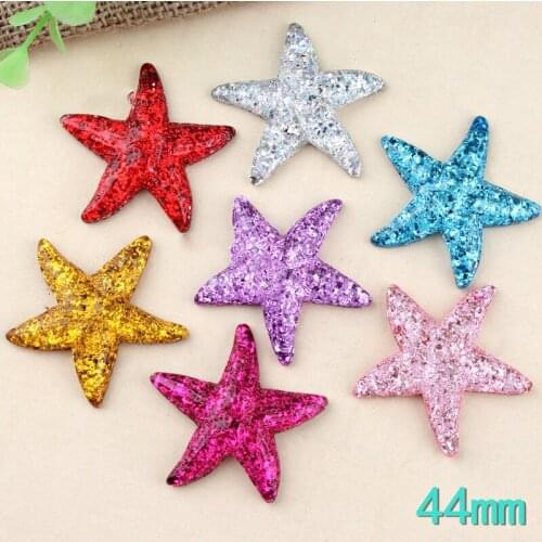 New Arrival Bling Glitter Resin Cabochon Flatback Ornament Accessories Sea Star Patch Sticker Girl Hair Jewelry DIY Material