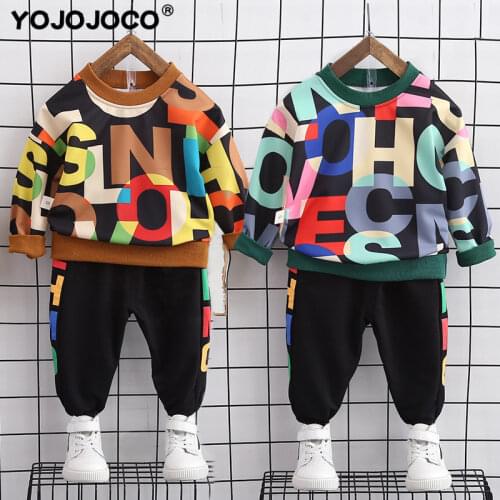 Baby boy clothes, cotton spring and autumn suit, letter printed sweater, boy clothing, casual sports, baby two-piece suit