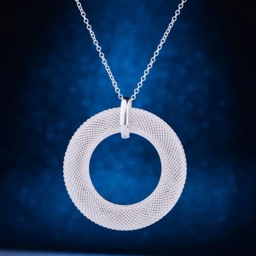 Rounded dazzling silver plated Necklace 925 jewelry silver Pandant Fashion Jewelry OJDTVXWU
