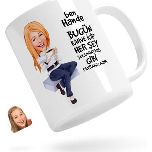 Personalized Women 'S Everything Yolundaymış As Caricature Of White Mug Bardak-2