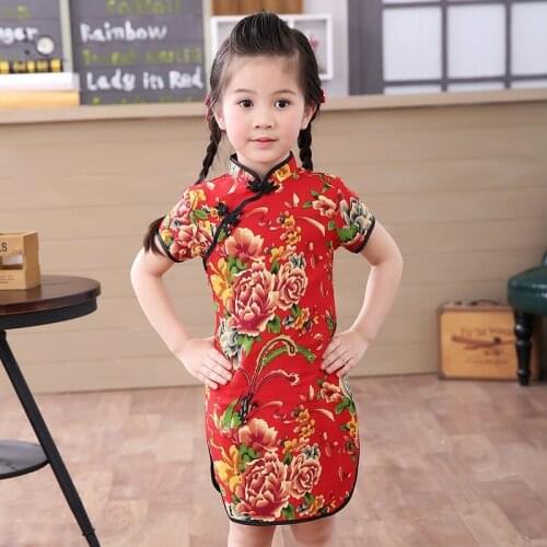 Girls dresses summer 2020 kids dresses for girls Chinese cheongsam Baby elegant clothes Traditional Chinese garments for Child