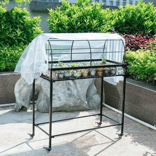 Wheeled flower stand wrought iron multi-layer floor balcony flower shelf living room hanging orchid flower pot rack indoor