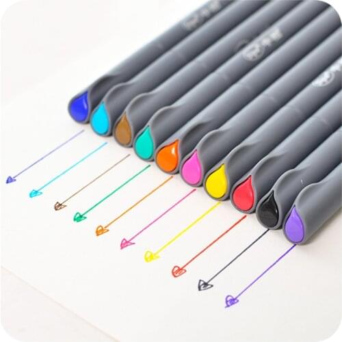 10 pcs/Lot 0.38mm micron extreme fine drawing pen Water color gel pens for manga cartoon Stationery school supplies EB954