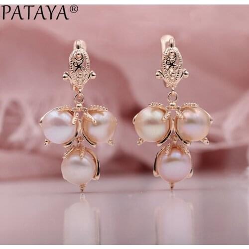 PATAYA New Multicolor Natural Freshwater Irregular Pearls 585 Rose Gold Long Dangle Earrings Women Wedding Party Trendy Jewelry