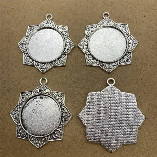 2Pcs 25mm Alloy Cabochon Settings Glass Cabochon Metal Cameo Base Setting For Jewelry Making Pendant Bracelet Accessory YXT032