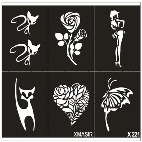 10 Pieces Air Brush Glitter Tattoo Stencil Cat Angel Heart Flower Butterfly Cute Templates,Woman Female Airbrush Tattoo Stencils