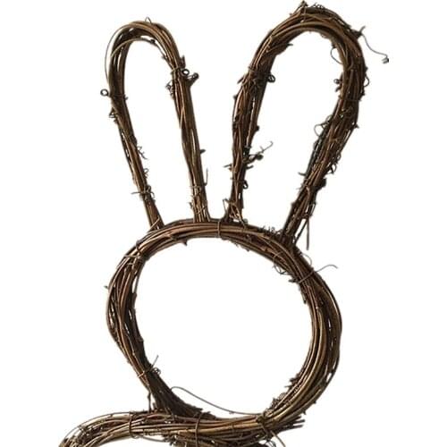 YYSD DIY Rattan Bunny Rabbit Wreath Garland Door Window Wall Hanging Easter Ornament