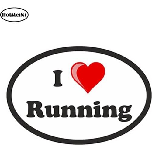 HotMeiNi 13cm x 9.75cm Car Styling Waterproof Oval Sticker I Love Running for Gas Tank Laptop Scooter Tool Box Run Car Sticker