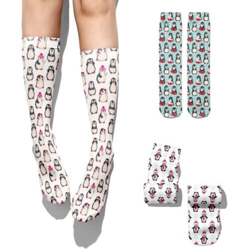 Cartoon Penguin Women Cotton Socks Funny Kawaii Casual High Ankle Socks Harajuku Little Penguin Autumn Comfortable Cotton Socks