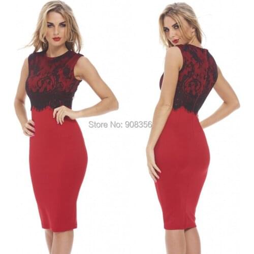 Women Summer Dress 2017 Knee-Length Bodycon Bandage Dress Sexy Patchwork Lace Dress Vestidos De Festa Evening Party Dress C0852