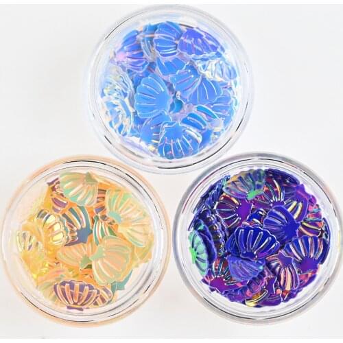 1 Jar Holographic Shells Nail Decorations,7mm,Nail Art,Cosmetic Grade,Holographic Glitter Sequins Confetti Glitter Shell HPB145