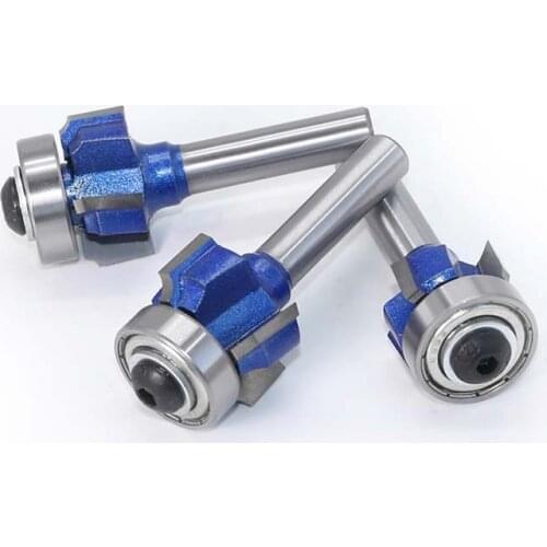 1 or 3Pcs/Set 8mm Shank Woodworking Milling Cutter R1mm R2mm R3mm Trimming Knife Edge Trimmer 4 Teeth Wood Router Bit Blue