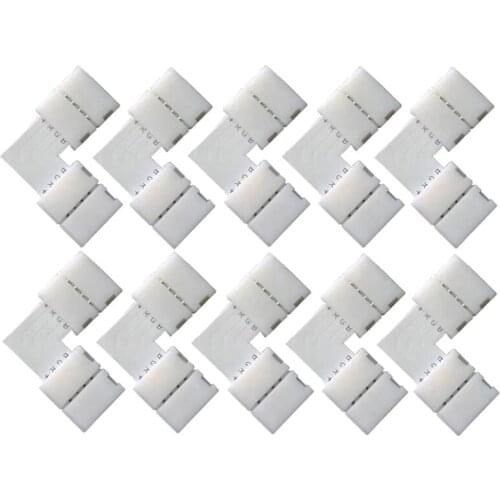 10pcs LED- Strip Light- Connector 4 Pin L Shape Corner Connnection Solderless