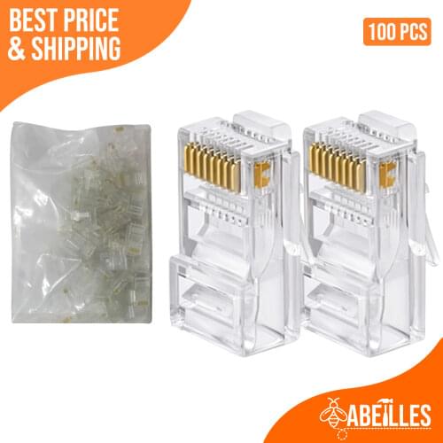 100pcs RJ45 Connector Network Modular Plug Ethernet Cables RJ-45 Crystal Heads