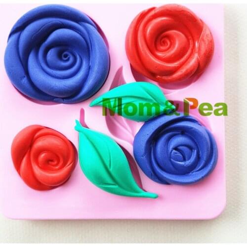 Mom&Pea 1073 Free Shipping Flower & Leaf Silicone Mold Cake Decoration Fondant Cake 3D Mold Food Grade