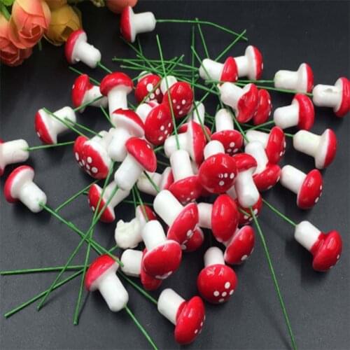 20/40/100PCS 2cm Artificial Mini Mushroom Miniatures Fairy Garden Moss Terrarium Resin Crafts Decorations Stakes Craft