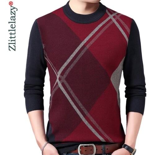 2020 Casual Thick Warm Winter Striped Knitted Pull Sweater Men Wear Jersey Dress Pullover Knit Mens Sweaters Male Fashions 02116
