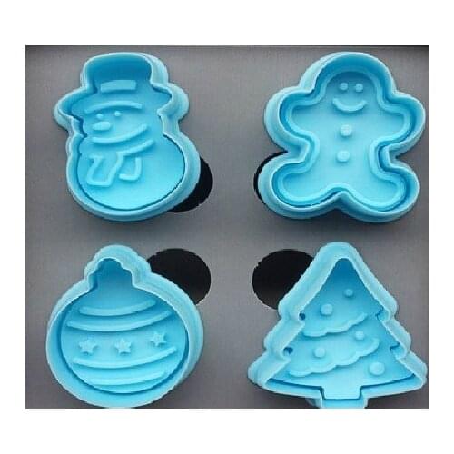 3D Stereo Spring Pressure Biscuit Mould Sugar Turning Cake Christmas Tree Snowman Gingerbread Ri