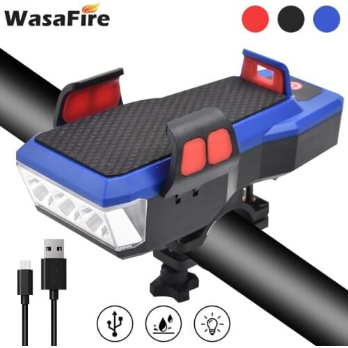 4 in 1 Bicycle Light 3*XPG LED Bike Front Light Mobile Phone Holder Bike Horn 4000mAh Power Bnak USB Rechargeable MTB Headlight