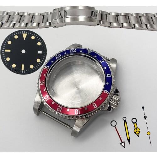 40mm acrylic glass aluminum ring 316L stainless steel case steel belt set luminous pointer dial suitable for miyota8215 movemen