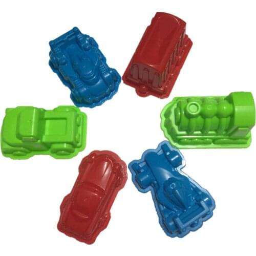 6 Pcs Car Suit Power Playing Sand Molds Space Playing Sand Car Molds Puzzle Beach Toy Kit