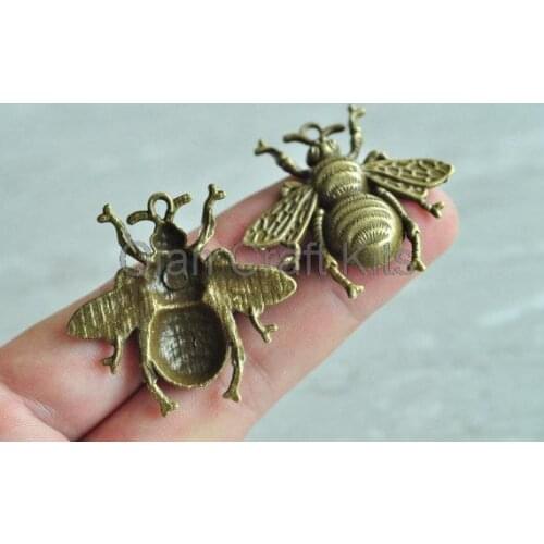 60pcs big beetle Bee 3d antique bronze zinc alloy Charm Pendant drops DIY Supplies necklace bracelet 40mm lead free