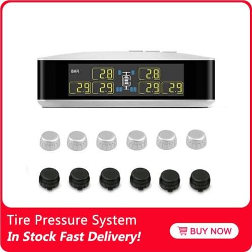 Car TPMS U8T Wireless Tire Pressure Monitoring System For Car Pickup Truck Real-time Alarm Pressure And Temperature LCD Display