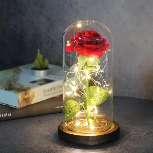New LED Enchanted Galaxy Rose Eternal 24K Gold Foil Flower With Fairy String Lights In Dome For Mothers Day Valentines Gift