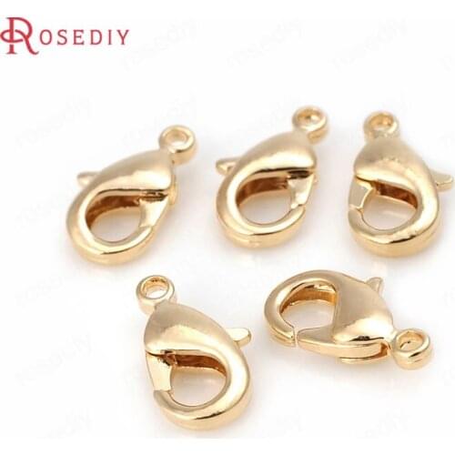 D086)20 pieces 10mm 12mm 15mm 24K Gold Color Plated Brass Lobster Clasps Connect Clasps High Quality Jewelry Accessories