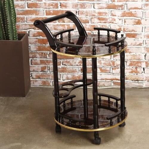 Trolley wood hairdressing tool car pattern embroidered nail table small bubble shelf