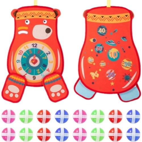 Children Double-sided Cartoon Dart Board Throwing 8/16 Sticky Balls Indoor Toy GXMB
