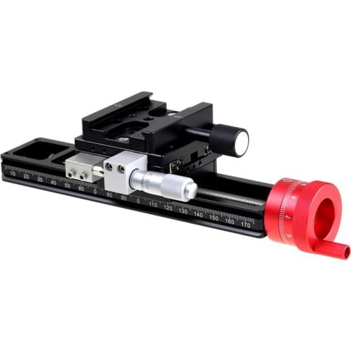 Aluminium Alloy Double Precision Stacked Photography Slide Micrometer Head Micro Trimming Guide 180MM Macro Focusing Rail Slider