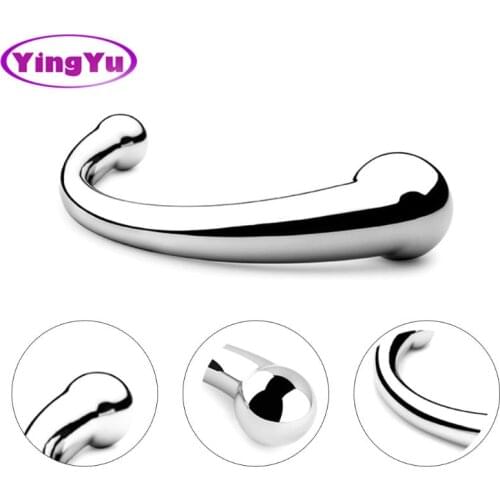 Double Ended Stainless Steel G Spot Wand Massage Stick Pure Metal Penis P-Spot Stimulator Anal Plug Dildo Sex Toy For Women Men