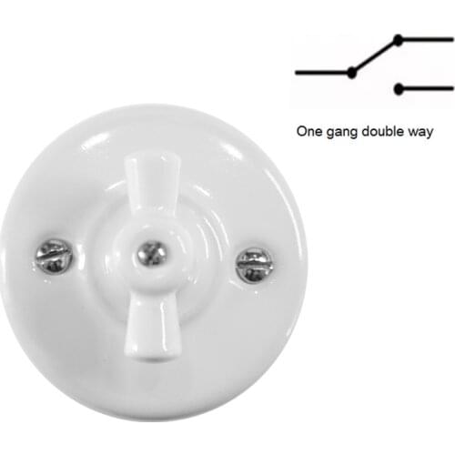 Porcelain Rotary Vintage Switch Wall Lighting with Commutator Function 240V,10A